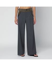 Sacai - Khaki Pinstripe Bi Material Trousers - Lyst