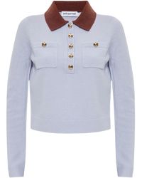 Self-Portrait - Contrast Collar Knit Top - Lyst