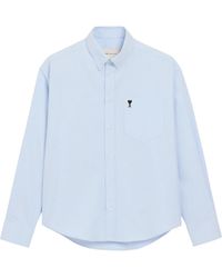 Ami Paris - Boxy Fit Shirt Button Down Collar And Embroidered Ami De Coeur - Lyst