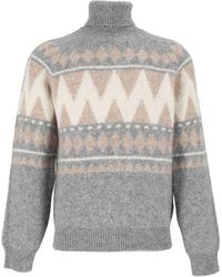 Peserico - Geometrisch Gemusterter Rollkragenpullover - Lyst