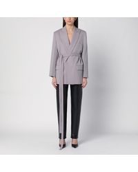 Victoria Beckham - Light Wool Jacket With Belt - Lyst