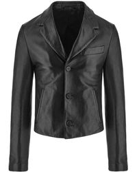 Ferragamo - Black Single Breasted Lederjacke - Lyst