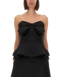 McQueen - Peplum Top Met Strikdetail - Lyst