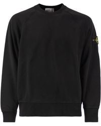 Stone Island - Cotton Crew Neck Sweatshirt With Compass Badge - Lyst