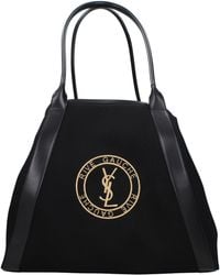 Saint Laurent - Umhängetaschen Rive Gauche Frau Stoff Schwarz/Gold - Lyst