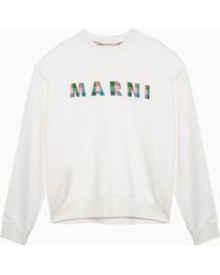 Marni - Crewneck Sweatshirt With Multicoloured Logo - Lyst