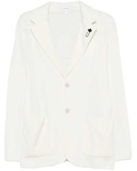 Lardini - Jacket With Floral Brooch - Lyst