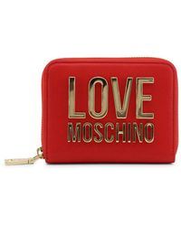 Love Moschino Leather Plaque-logo Wallet in Red - Save 1% - Lyst