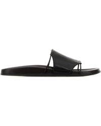 The Row - Black Leather Vivienne Slippers - Lyst
