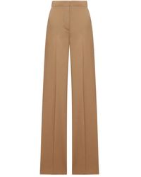 Max Mara - Rechte Been Lichte Wollen Broek - Lyst