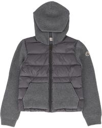 Moncler - Cardigan Gris Moyen - Lyst