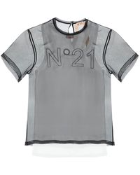 N°21 - Georgette T -Shirt mit Logo - Lyst