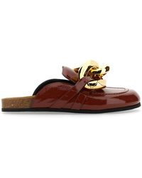 JW Anderson - Glossy Flat Chain Sandals With 3 Cm Rubber Sole - Lyst