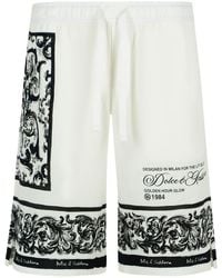 Dolce & Gabbana - 'Maiolica' weiße Baumwoll -Bermuda -Shorts - Lyst