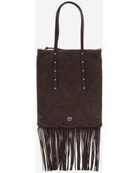 Pinko - Suede Shopping Bag With Fringes - Lyst