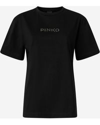 Pinko - More Strass Less Stress Cotton T Shirt - Lyst