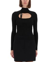 Versace Jeans Couture - Ribbed Top With Buckle - Lyst