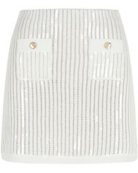 Self-Portrait - `` Crochet 'Kirt en mélange de coton blanc - Lyst