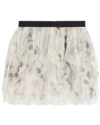 Max Mara - Short Skirt With Printed Organza Petals - Lyst