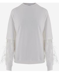 DARKPARK - Cotton Sweatshirt With Feathered Appliques On The Sleeves - Lyst