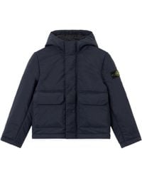 Stone Island - Hooded Padded Jacket With Hook-And-Loop Pockets Recycled Nylon Canvas - Lyst