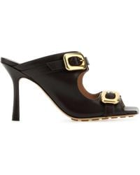 Bottega Veneta - Dark Leather Stretch Buckle Mules - Lyst