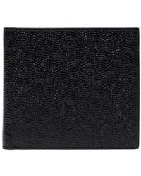 Thom Browne - Schwarze Genarbte Leder-Bifold-Brieftasche - Lyst