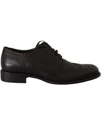 Dolce & Gabbana Zapatos de vestir formales con punta de ala Oxford de cuero negro