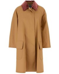 Prada - Camel Cotton Overcoat - Lyst