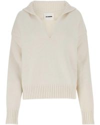 Jil Sander - Ivory Cashmere Blend Oversize Sweater - Lyst