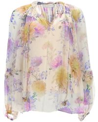 Zimmermann - Luna Blouse With Puff Sleeves And Ruffles - Lyst