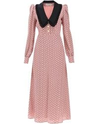 Alessandra Rich - Alessandra reiches Midi -Kleid mit kontrastierendem Kragen - Lyst