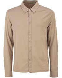 Majestic - Stretch Linen Shirt With Front Button Fastening - Lyst