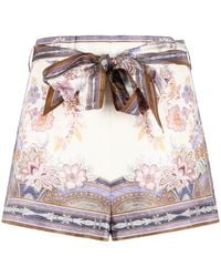 Zimmermann - 'luna' Crèmekleurige Linnen Short - Lyst