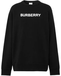 Burberry - Black Crewneck Sweatshirt Met Logo - Lyst