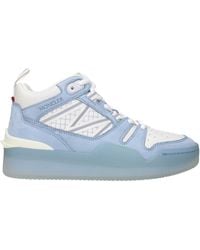 Moncler - Sneakers Pivot Mid Donna Pelle Bianco/Celeste - Lyst