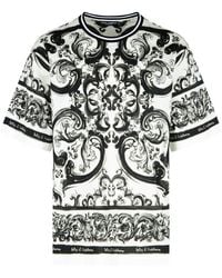 Dolce & Gabbana - T-Shirt Met Majolica-Print - Lyst