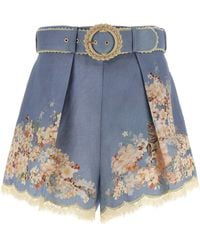 Zimmermann - Cascadian Tuck Bermuda E Short Celeste-Donna - Lyst