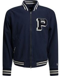 Polo Ralph Lauren - Bomber Jacket With Logo Jackets And Coats Blue - Lyst