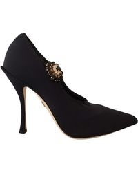 Dolce & Gabbana Synthetic Roses Stretch Slingback Pumps Black 