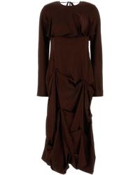 Ganni - Chocolate Satin Dress - Lyst