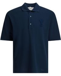 Ami Paris - Polo Shirt With Buttons And Logo - Lyst