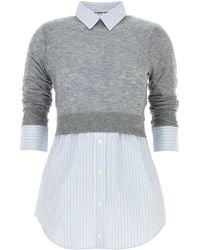 Alexander Wang - Sheer Crewneck Button-Up Top - Lyst