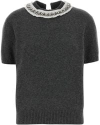 Prada - Embellished Crew Neck Sweater - Lyst
