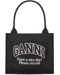 Ganni - Logo Canvas Tote Bag - Lyst