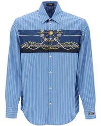 Versace - Camisa a rayas con inserción - Lyst