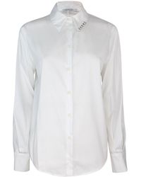 Patrizia Pepe - Camicia Bianca Con Spacco E Dettaglio Piercing - Lyst