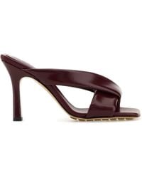 Bottega Veneta - Burgundy Leather Riva Mules - Lyst