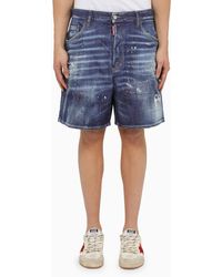 DSquared² - Washed Bermuda Shorts With Denim Wears - Lyst