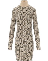 Elisabetta Franchi - Champagne Monogram Knitted Dress - Lyst